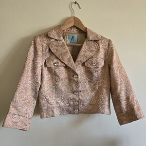 Marciano Metalic Salmon & Pink Gold/Red Threading Jeweled Button Blazer Jacket S